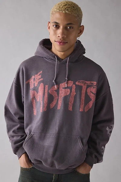Urban Outfitters Misfits Skull Graphic Hoodie Sweatshirt In Maroon, Men's At  In Purple