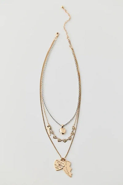 Urban Outfitters Mixed Heart Layered Necklace In Gold, Women's At