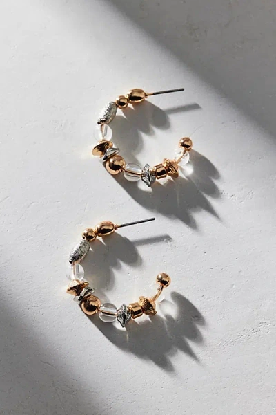 Urban Outfitters Mixed Metal Beaded Hoop Earring In Silver/gold, Women's At  In Multi
