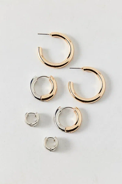 Urban Outfitters Mixed Metal Hoop Earring Set In Mixed Metals, Women's At