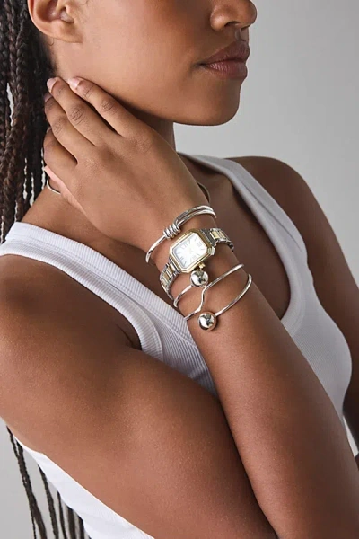 Urban Outfitters Mixed Metal Rectangle Watch In Mixed Metals, Women's At  In Silver