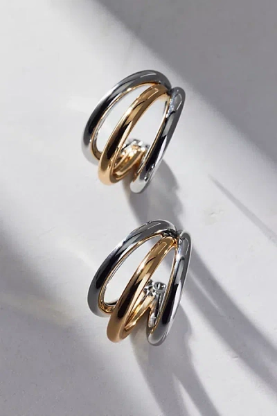 Urban Outfitters Mixed Metal Statement Hoop Earring In Silver/gold, Women's At  In Multi