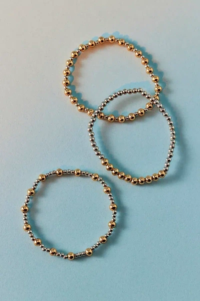 Urban Outfitters Mixed Metal Stretch Beaded Bracelet Set In Silver/gold, Women's At  In Multi