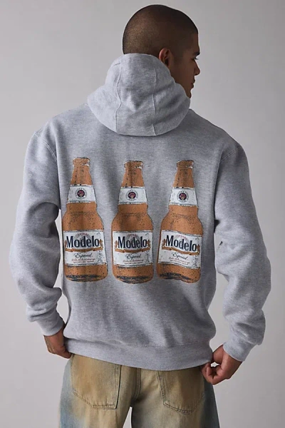 Urban Outfitters Modelo Beer Bottles Graphic Hoodie Sweatshirt In Grey, Men's At  In Gray