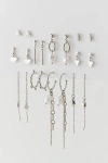 URBAN OUTFITTERS MODERN GEOMETRIC PEARL POST & HOOP EARRING SET IN SILVER, WOMEN'S AT URBAN OUTFITTERS