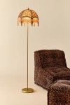 Urban Outfitters Modern Love Tassel-fringed Floor Lamp In Leopard With Brass Base At