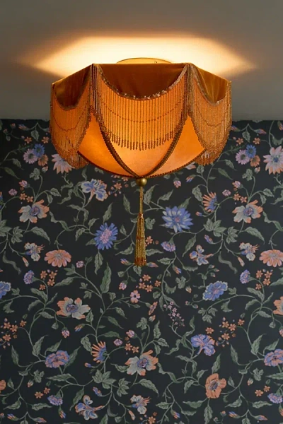 Urban Outfitters Modern Love Tassel-fringed Flush Mount Light In Ivory And Gold At  In Brown