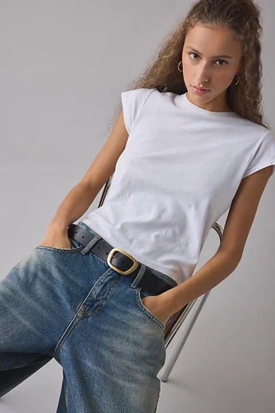 Urban Outfitters Modern Oval Buckle Leather Belt In Black, Women's At  In Brown