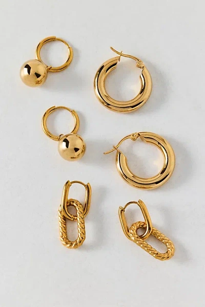 Urban Outfitters Modern Waterproof Hoop Earring Set In Gold, Women's At