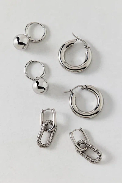 Urban Outfitters Modern Waterproof Hoop Earring Set In Silver, Women's At