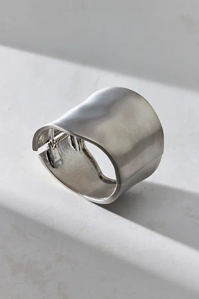 Urban Outfitters Modern Wide Brushed Silver Cuff Bracelet In Silver, Women's At