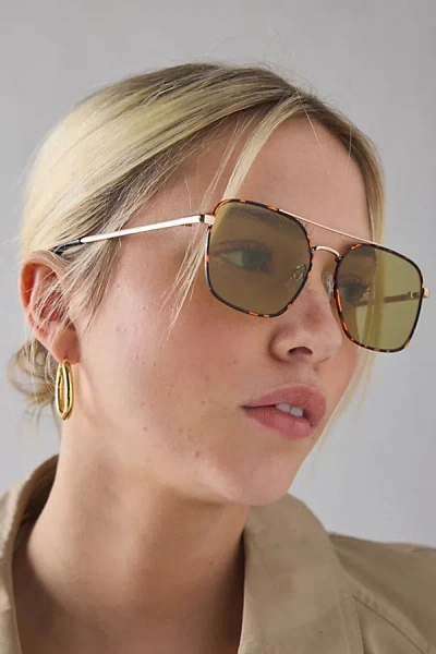 Urban Outfitters Moe Metal Aviator Sunglasses In Yellow, Women's At
