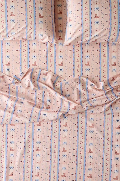 Urban Outfitters Molly Floral Stripe Patterned Core Sheet Set In Pink At