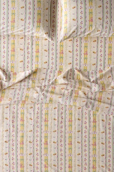 Urban Outfitters Molly Floral Stripe Patterned Core Sheet Set In Yellow At