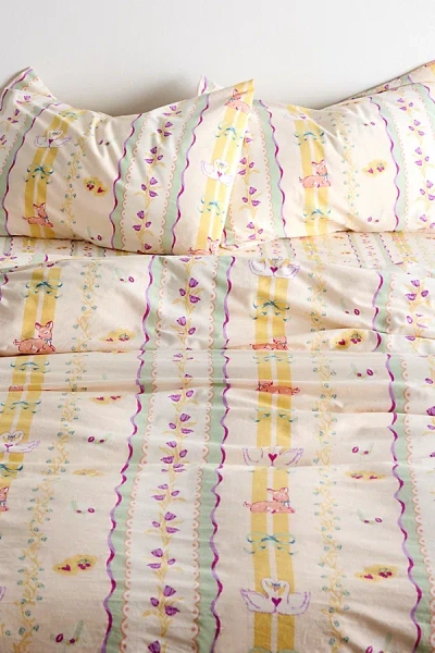 Urban Outfitters Molly Floral Stripe Patterned Duvet Set In Yellow At