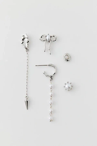 Urban Outfitters Molten Bow Mix & Match Earring Set In Silver, Women's At  In White