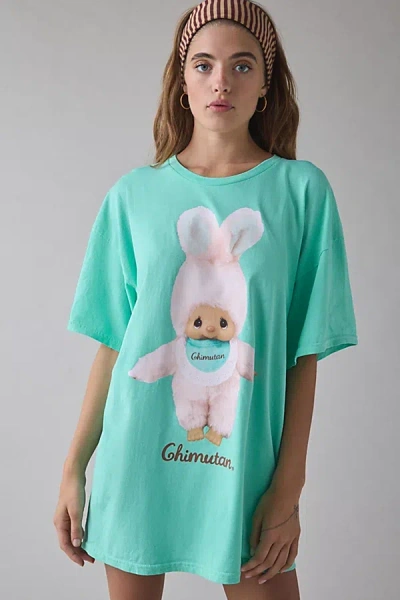 Urban Outfitters Monchhichi Chimutan Plush Graphic T-shirt Dress In Turquoise, Women's At  In Green