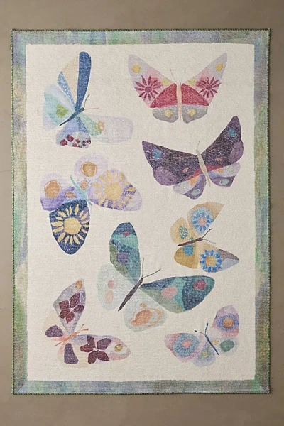 Urban Outfitters Monica Butterfly Printed Rug In Cream At  In Multi