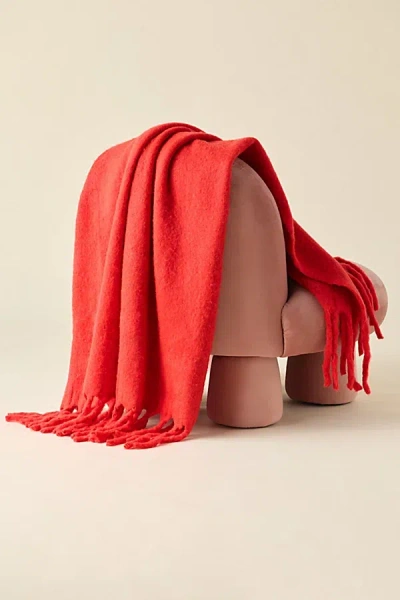 Urban Outfitters Monroe Faux Mohair Throw Blanket In Red At