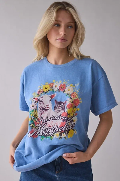Urban Outfitters Montpellier Animal Friends Graphic Oversized Tee In Blue, Women's At