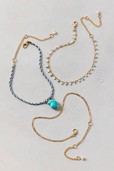 Urban Outfitters Moon Shell Anklets Set In Gold, Women's At