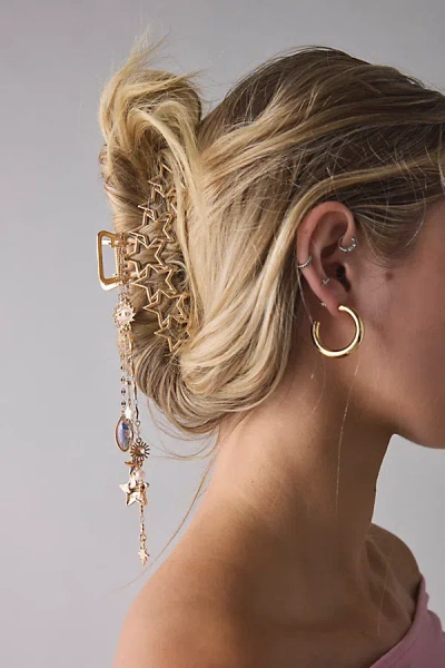 Urban Outfitters Multi-star Charm Dangle Claw Clip In Gold, Women's At