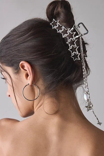 Urban Outfitters Multi-star Charm Dangle Claw Clip In Silver, Women's At