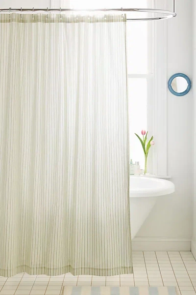 Urban Outfitters Multi-striped Patterned Shower Curtain In Bright Yellow At  In Green
