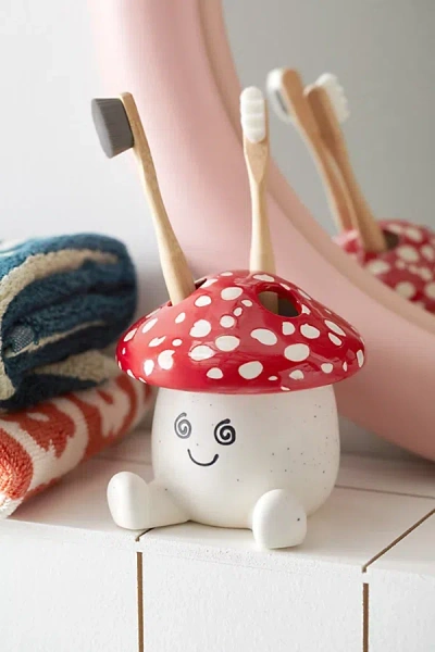 Urban Outfitters Mushroom Toothbrush Holder In Red At