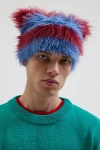 Urban Outfitters Mylo Hairy Stripe Faux Fur Beanie In Maroon, Men's At
