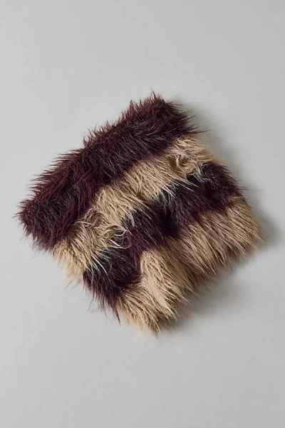 Urban Outfitters Mylo Hairy Stripe Faux Fur Beanie In Tan, Men's At  In Brown