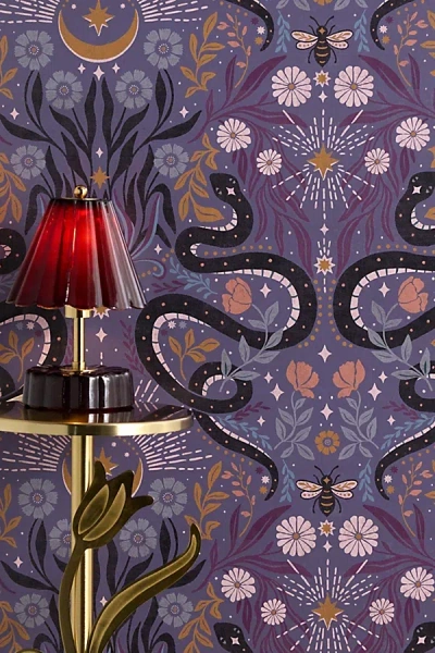 Urban Outfitters Mystic Serpent Removable Wallpaper In Purple At