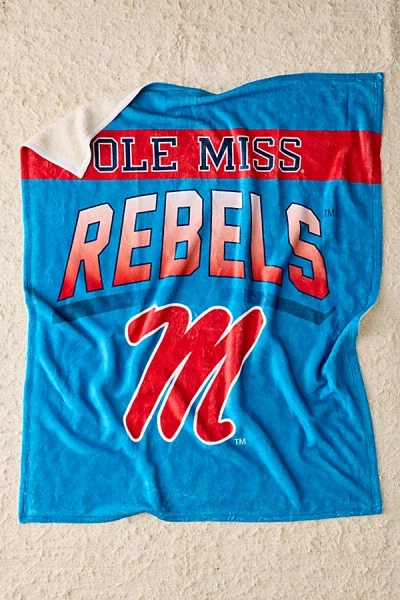 Urban Outfitters Ncaa Bevel Silk-touch Fleece Throw Blanket In Ole Miss At  In Blue
