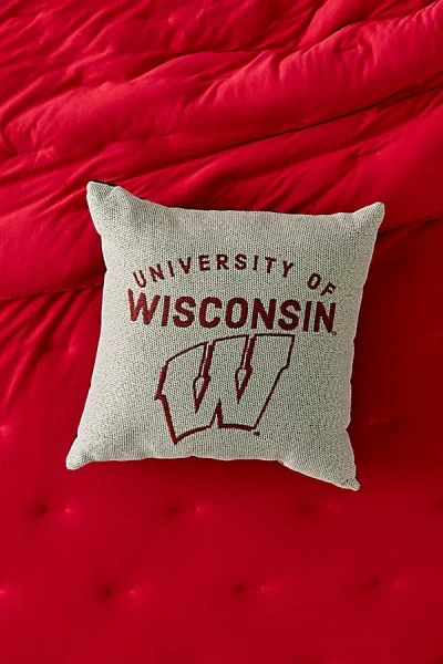 Urban Outfitters Ncaa Collegiate Logo Woven Tapestry Throw Pillow In Wisconsin At  In Neutral