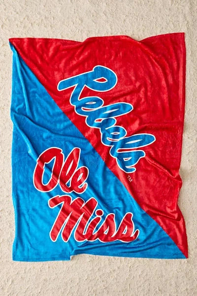 Urban Outfitters Ncaa Halftone Silk-touch Fleece Throw Blanket In Ole Miss At  In Multi