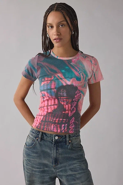 Urban Outfitters Neon Photoreal Graphic Baby Tee In Assorted, Women's At  In Pink