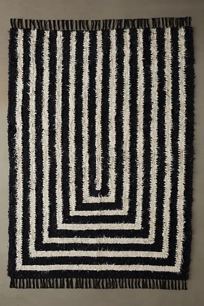 Urban Outfitters Nesting Geo Shag Rag Rug In Black At