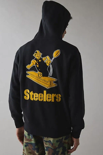 Urban Outfitters Nfl Pittsburgh Steelers Uo Exclusive Chenille Patch Hoodie Sweatshirt In Black, Men's At Urban Outfi