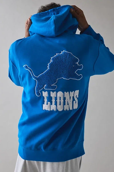 Urban Outfitters Nfl Uo Exclusive Detroit Lions Chenille Patch Hoodie Sweatshirt In Blue, Men's At