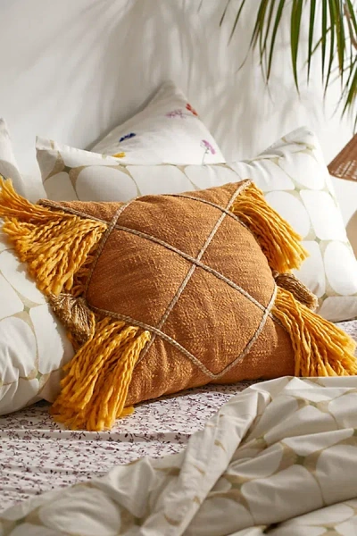 Urban Outfitters Nicky Boho Throw Pillow In Mustard At  In Yellow