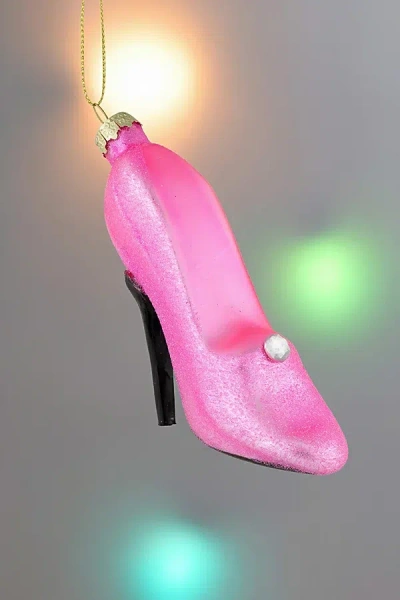 Urban Outfitters Northlight 4" High Heel Glittered Glass Ornament In Pink At