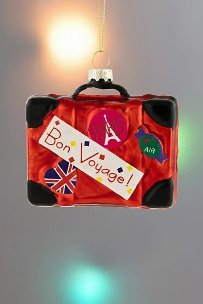 Urban Outfitters Northlight Bon Voyage Suitcase Glass Ornament In Red At