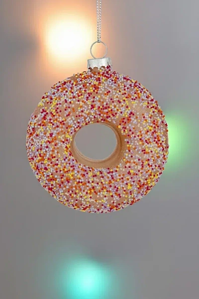 Urban Outfitters Northlight Pink Frosted Doughnut Glass Ornament In Pink At