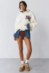 Urban Outfitters Ny Applique Graphic Pullover Hoodie Sweatshirt In Ivory, Women's At  In White