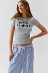 Urban Outfitters Nyc 1990 Applique Baby Tee In Grey, Women's At