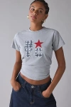 Urban Outfitters Nyc Star Applique Graphic Slim Tee In Light Grey, Women's At  In Blue