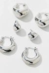 Urban Outfitters Oblong Chubby Hoop Earring Set In Silver, Women's At  In Silver