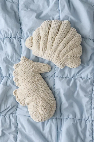 Urban Outfitters Oceanic Icon Shaped Chenille Knit Throw Pillow In Seahorse At  In Neutral