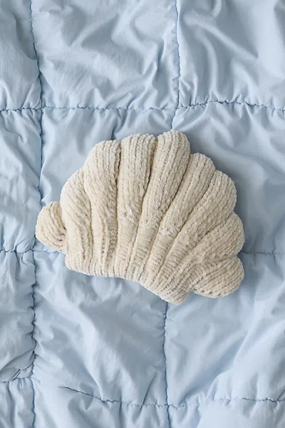 Urban Outfitters Oceanic Icon Shaped Chenille Knit Throw Pillow In Shell At  In Neutral