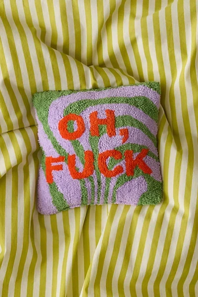Urban Outfitters Oh, F*** Text Mini Tufted Throw Pillow In Purple At  In Multi